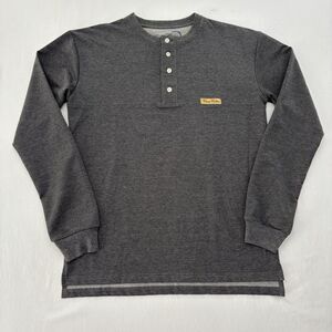 Coosa Cotton Men’s Small Gray Long Sleeve Henley Shirt Fishing Hook Logo Soft